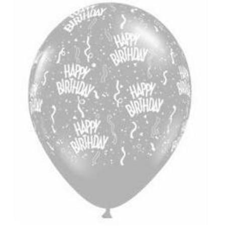 (image for) Happy Birthday Silver Latex Balloon (Float Time 3+ Days) - Click Image to Close